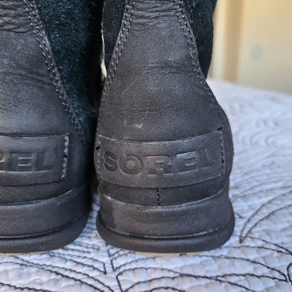 VGUC Sorel Explorer Joan Winter Boots Black Suede Faux Fur Waterproof Women 6 - Picture 12 of 16